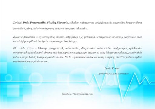 Najserdeczniejsze życzenia z okazji 7 kwietnia – Dnia Pracownika Służby Zdrowia