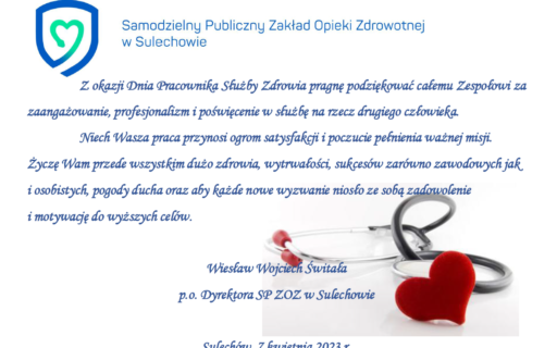 Życzenia z okazji Dnia Pracownika Służby Zdrowia