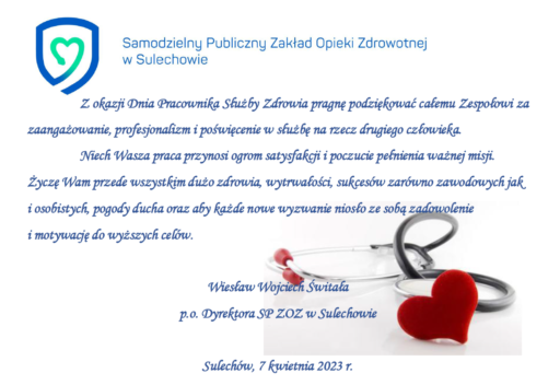 Życzenia z okazji Dnia Pracownika Służby Zdrowia